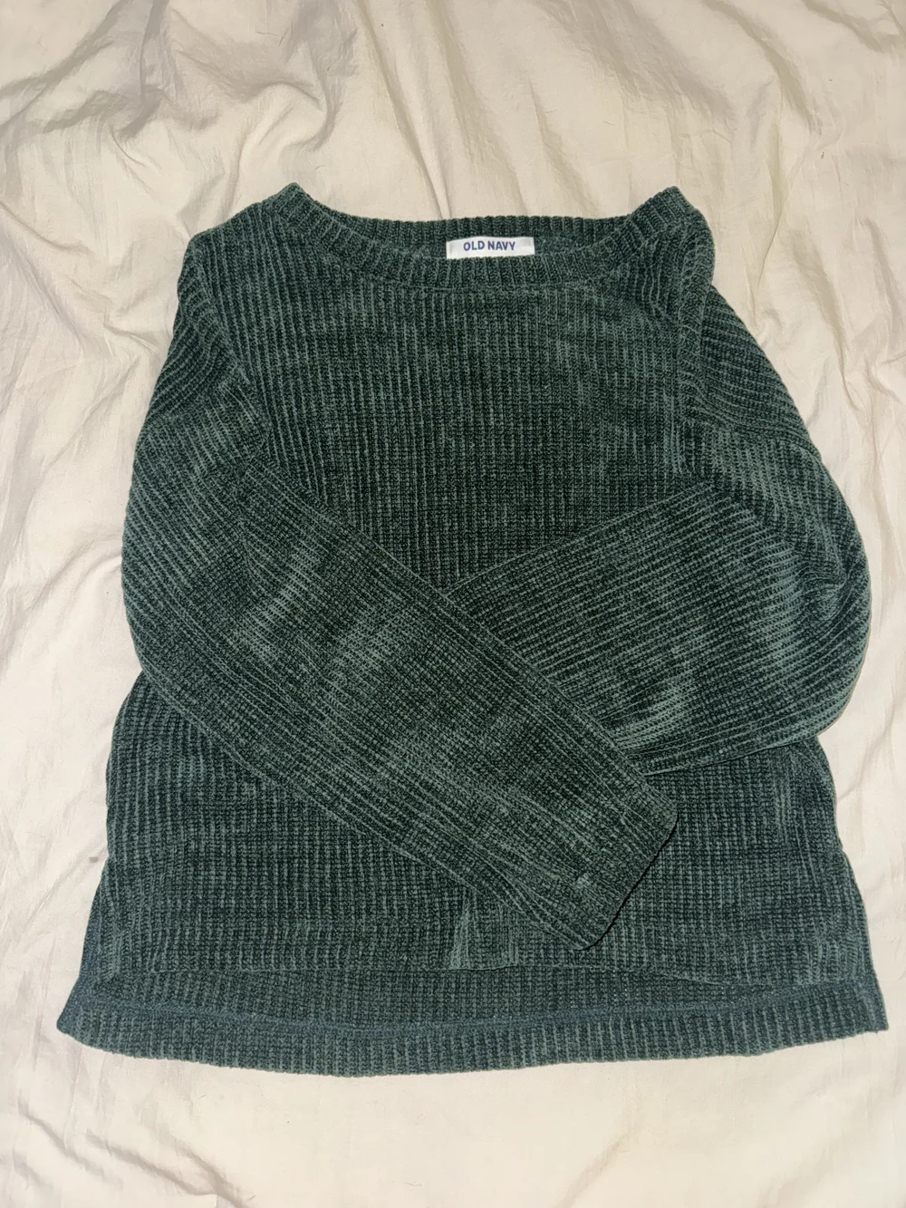 Old Navy Women's Forest Green Ribbed Chenille Crewneck Sweater